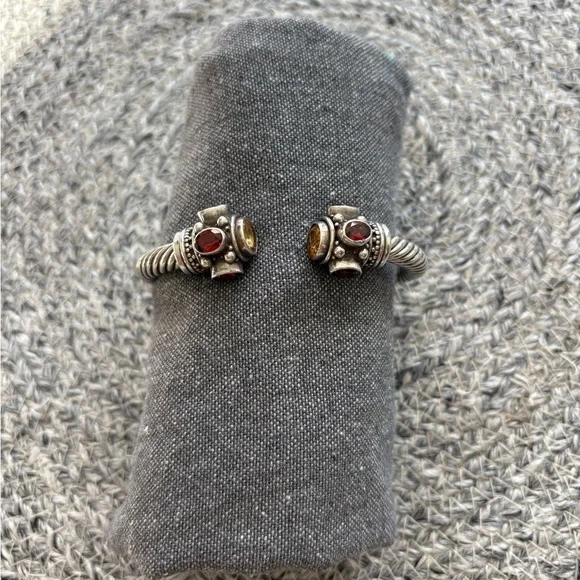Garnet and Citrine Sterling Silver Cuff Bracelet - Picture 2 of 9